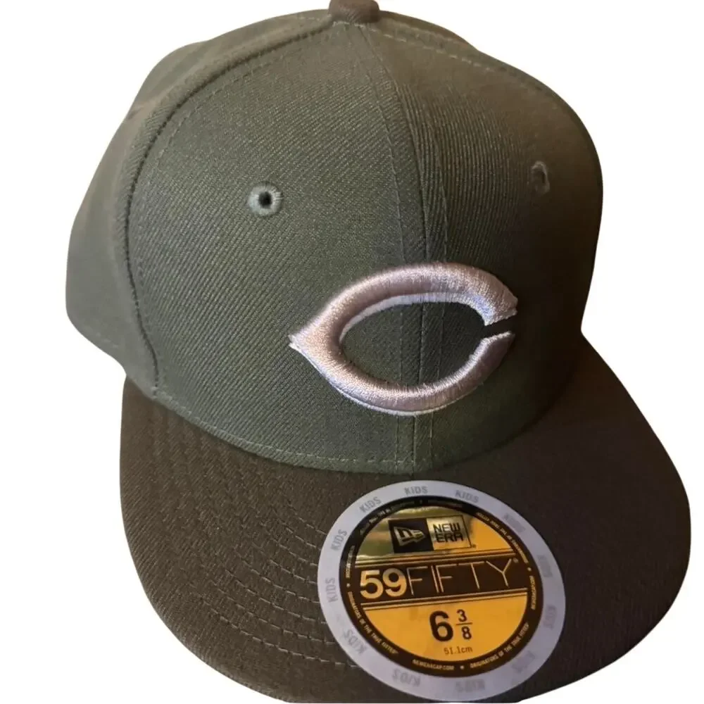Cincinnati Reds New Era 59FIFTY Fitted Hat 6 3/8 Green Khaki
